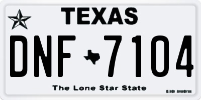 TX license plate DNF7104