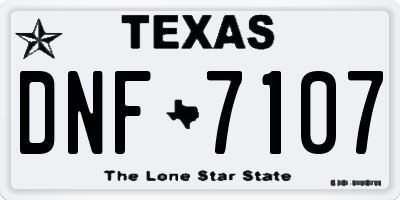 TX license plate DNF7107