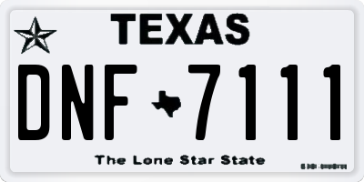 TX license plate DNF7111