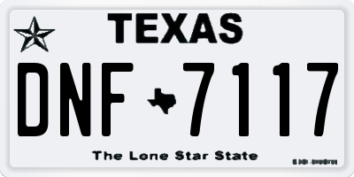 TX license plate DNF7117