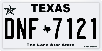 TX license plate DNF7121