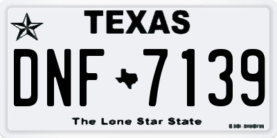 TX license plate DNF7139