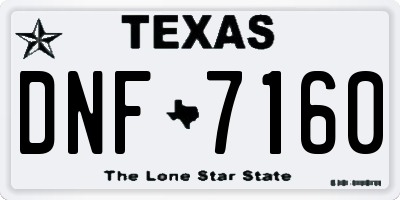TX license plate DNF7160