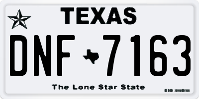 TX license plate DNF7163