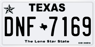 TX license plate DNF7169