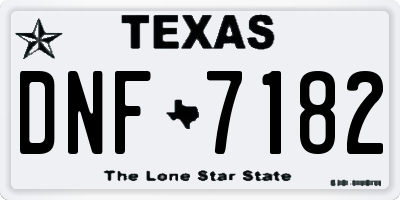 TX license plate DNF7182