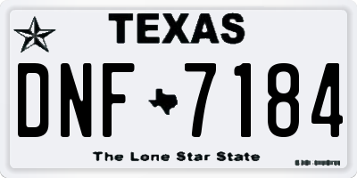 TX license plate DNF7184