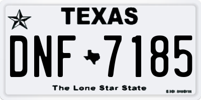 TX license plate DNF7185