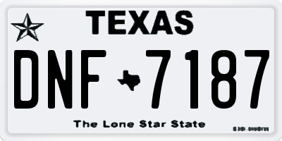 TX license plate DNF7187