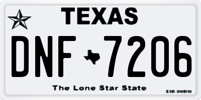 TX license plate DNF7206