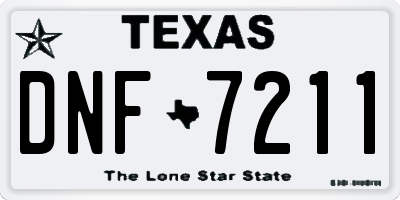 TX license plate DNF7211