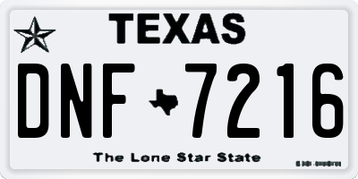 TX license plate DNF7216