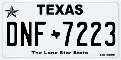 TX license plate DNF7223