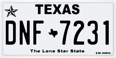 TX license plate DNF7231