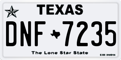 TX license plate DNF7235