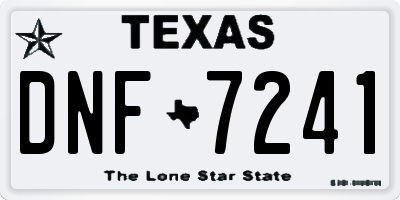 TX license plate DNF7241