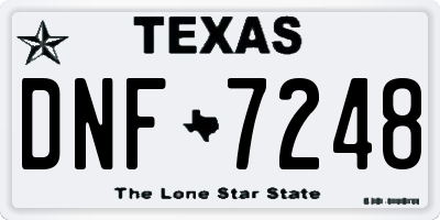TX license plate DNF7248