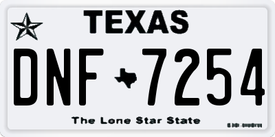 TX license plate DNF7254