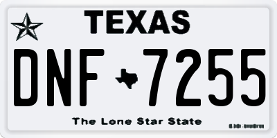 TX license plate DNF7255