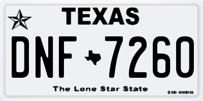 TX license plate DNF7260