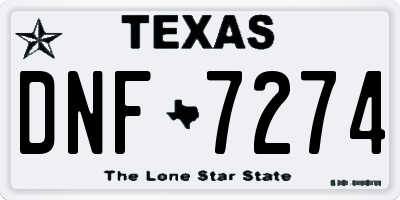 TX license plate DNF7274