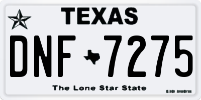 TX license plate DNF7275
