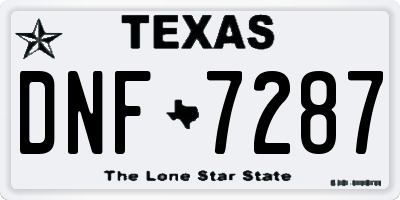 TX license plate DNF7287
