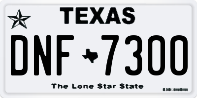TX license plate DNF7300