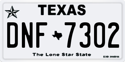 TX license plate DNF7302