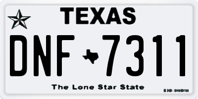 TX license plate DNF7311