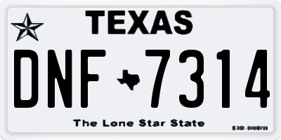 TX license plate DNF7314