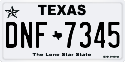 TX license plate DNF7345