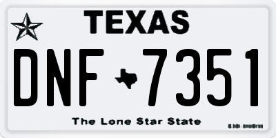 TX license plate DNF7351