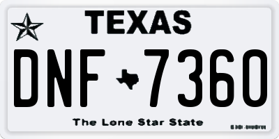 TX license plate DNF7360