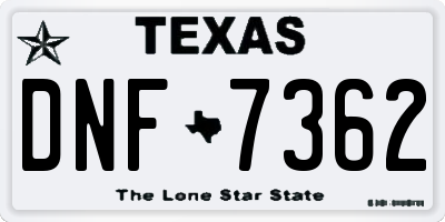 TX license plate DNF7362