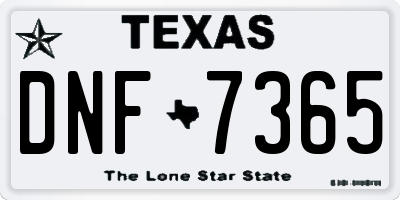 TX license plate DNF7365