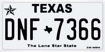 TX license plate DNF7366
