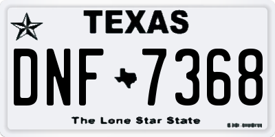 TX license plate DNF7368