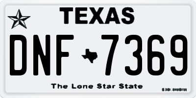 TX license plate DNF7369