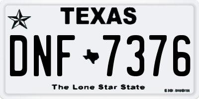 TX license plate DNF7376
