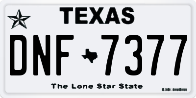 TX license plate DNF7377
