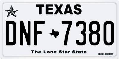 TX license plate DNF7380