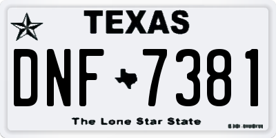 TX license plate DNF7381