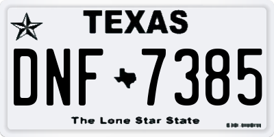 TX license plate DNF7385