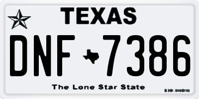TX license plate DNF7386