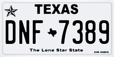 TX license plate DNF7389