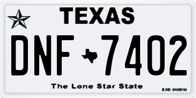 TX license plate DNF7402