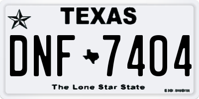 TX license plate DNF7404