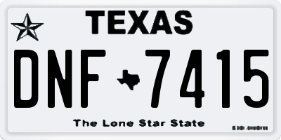 TX license plate DNF7415