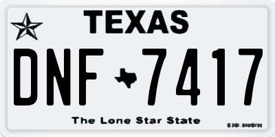 TX license plate DNF7417